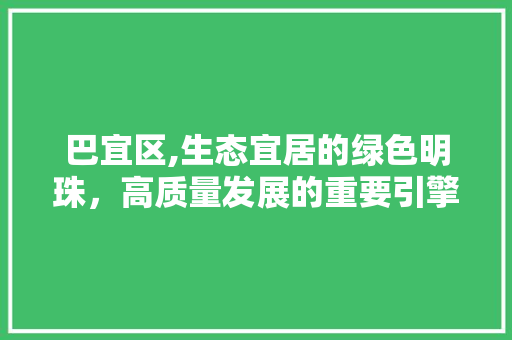 巴宜区,生态宜居的绿色明珠，高质量发展的重要引擎