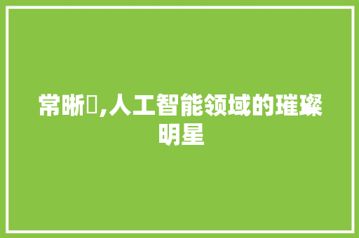 常晰喆,人工智能领域的璀璨明星