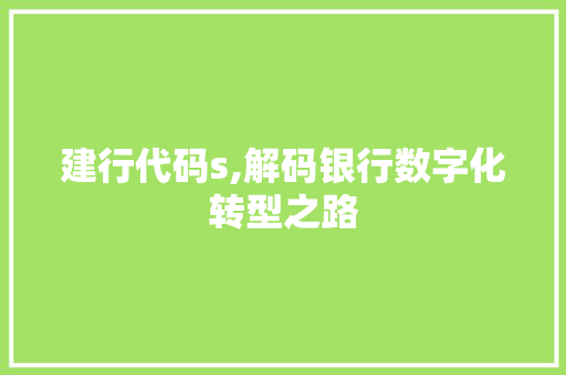 建行代码s,解码银行数字化转型之路