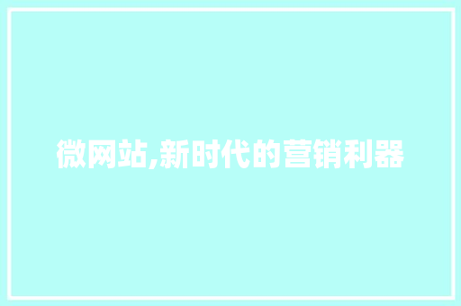 微网站,新时代的营销利器