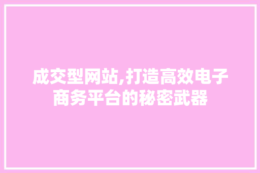 成交型网站,打造高效电子商务平台的秘密武器