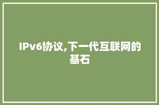 IPv6协议,下一代互联网的基石