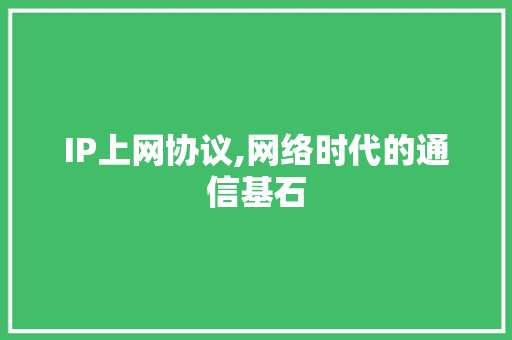 IP上网协议,网络时代的通信基石