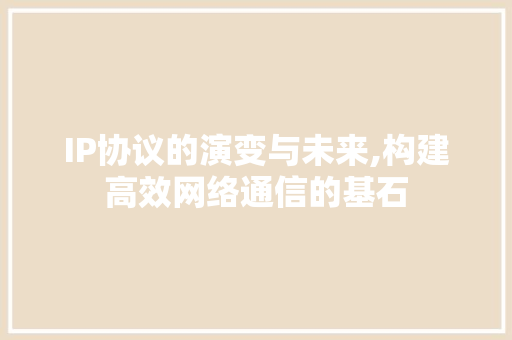 IP协议的演变与未来,构建高效网络通信的基石