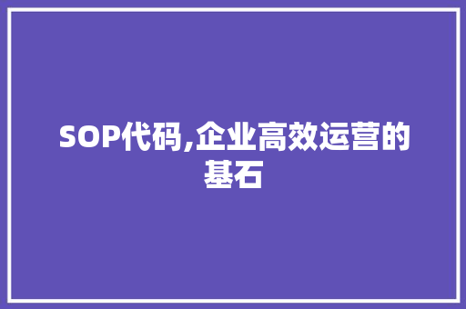 SOP代码,企业高效运营的基石