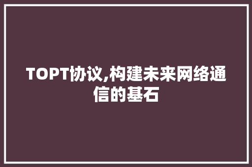 TOPT协议,构建未来网络通信的基石