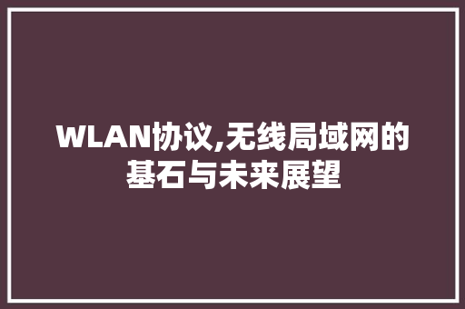 WLAN协议,无线局域网的基石与未来展望