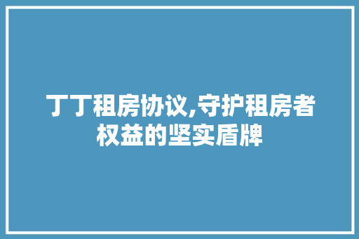 丁丁租房协议,守护租房者权益的坚实盾牌