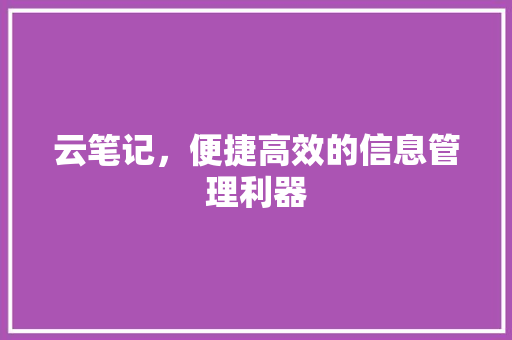 云笔记，便捷高效的信息管理利器