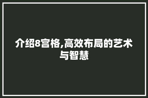 介绍8宫格,高效布局的艺术与智慧