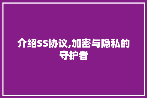 介绍SS协议,加密与隐私的守护者