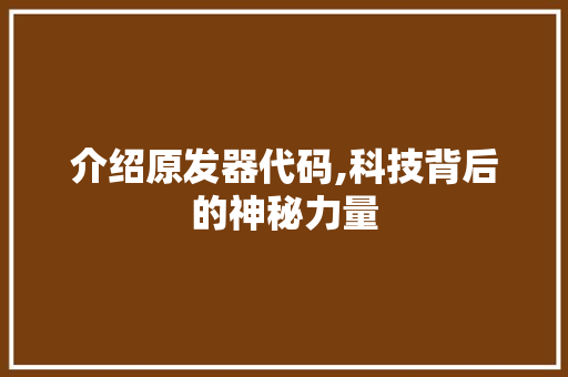 介绍原发器代码,科技背后的神秘力量