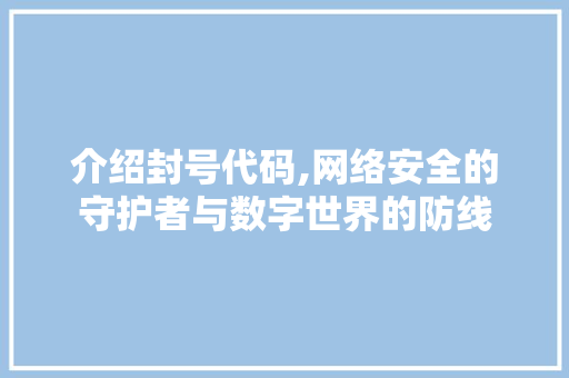 介绍封号代码,网络安全的守护者与数字世界的防线