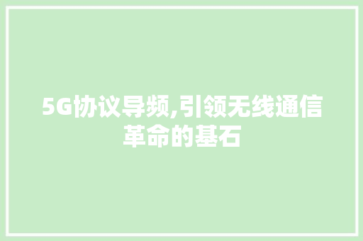 5G协议导频,引领无线通信革命的基石