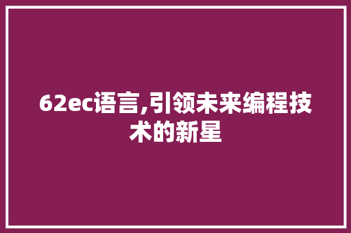 62ec语言,引领未来编程技术的新星