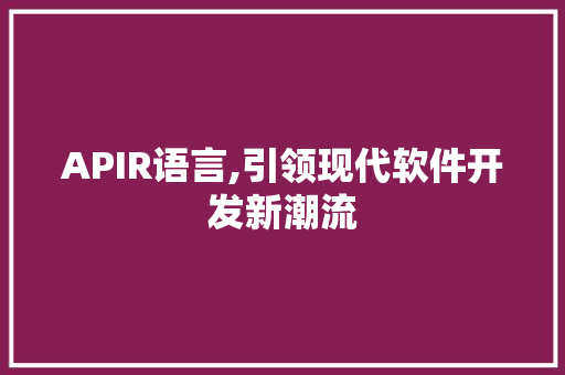 APIR语言,引领现代软件开发新潮流