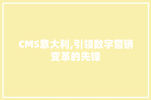 CMS意大利,引领数字营销变革的先锋