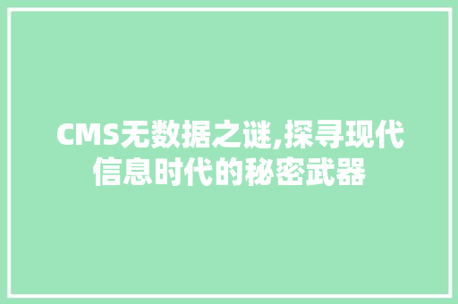 CMS无数据之谜,探寻现代信息时代的秘密武器