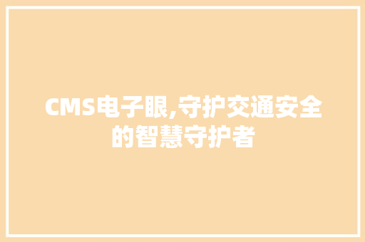 CMS电子眼,守护交通安全的智慧守护者