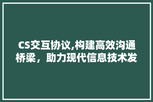 CS交互协议,构建高效沟通桥梁，助力现代信息技术发展