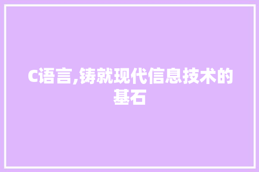 C语言,铸就现代信息技术的基石