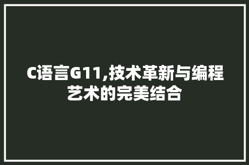 C语言G11,技术革新与编程艺术的完美结合