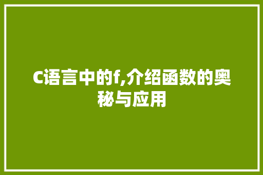 C语言中的f,介绍函数的奥秘与应用