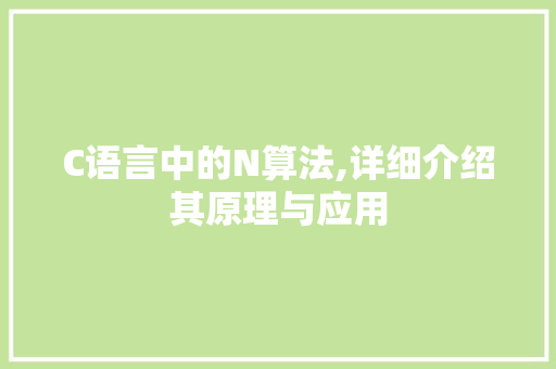 C语言中的N算法,详细介绍其原理与应用