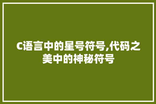 C语言中的星号符号,代码之美中的神秘符号