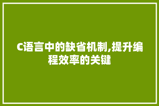 C语言中的缺省机制,提升编程效率的关键