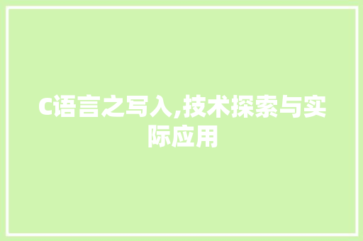 C语言之写入,技术探索与实际应用