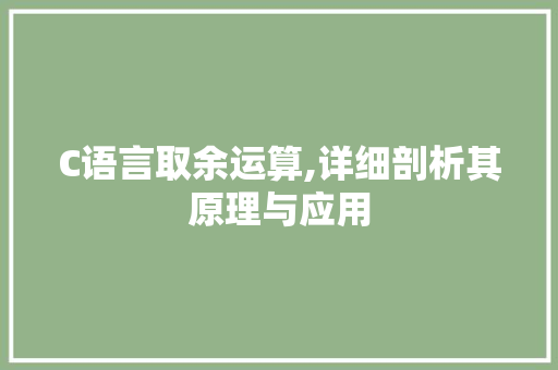 C语言取余运算,详细剖析其原理与应用