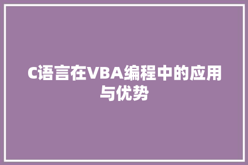 C语言在VBA编程中的应用与优势