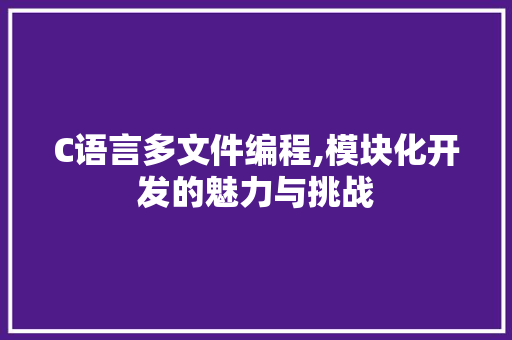 C语言多文件编程,模块化开发的魅力与挑战