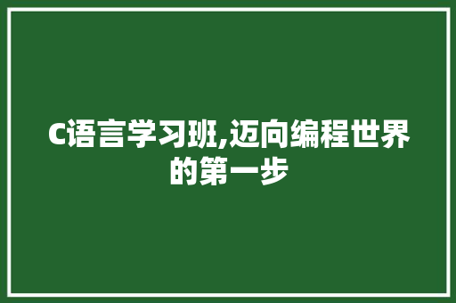 C语言学习班,迈向编程世界的第一步