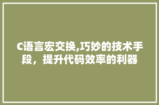 C语言宏交换,巧妙的技术手段，提升代码效率的利器