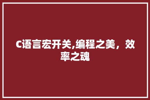 C语言宏开关,编程之美，效率之魂