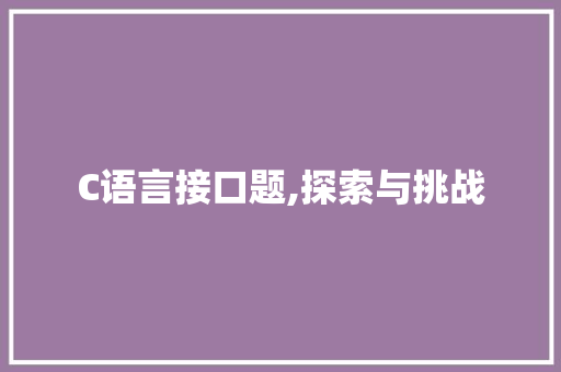 C语言接口题,探索与挑战