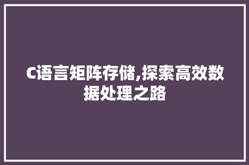 C语言矩阵存储,探索高效数据处理之路