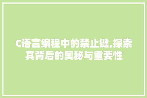 C语言编程中的禁止键,探索其背后的奥秘与重要性