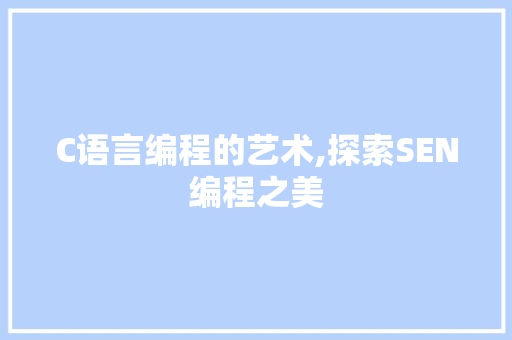 C语言编程的艺术,探索SEN编程之美