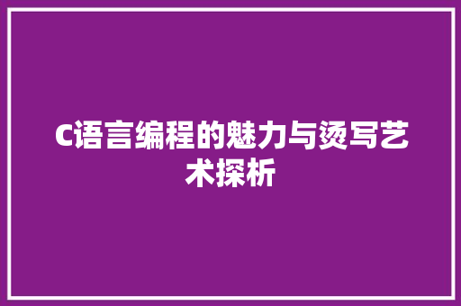 C语言编程的魅力与烫写艺术探析