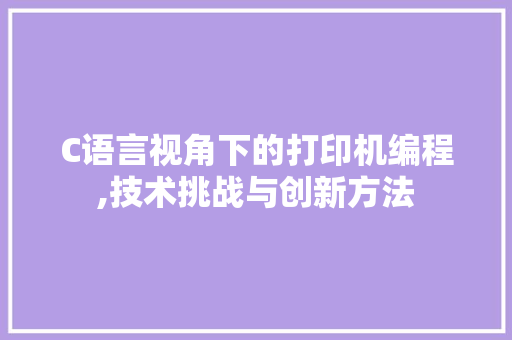 C语言视角下的打印机编程,技术挑战与创新方法