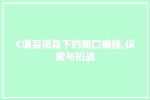 C语言视角下的路口编程,探索与挑战