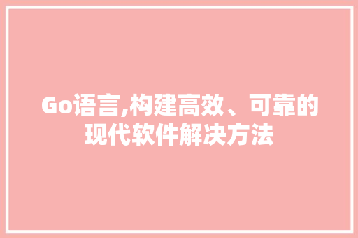 Go语言,构建高效、可靠的现代软件解决方法