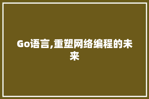 Go语言,重塑网络编程的未来