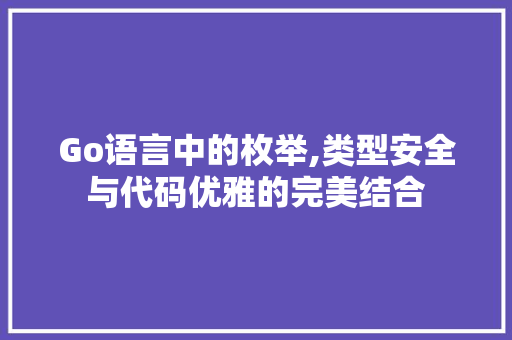 Go语言中的枚举,类型安全与代码优雅的完美结合