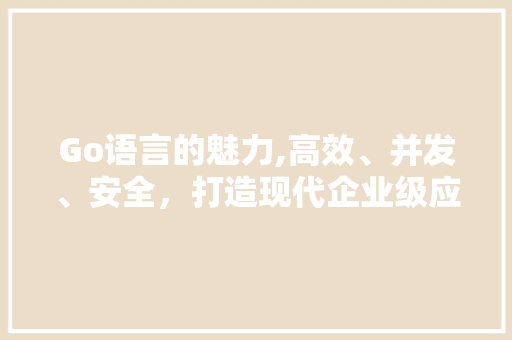 Go语言的魅力,高效、并发、安全，打造现代企业级应用利器