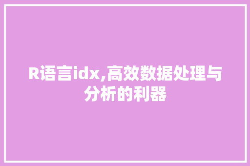 R语言idx,高效数据处理与分析的利器