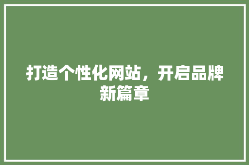 打造个性化网站，开启品牌新篇章